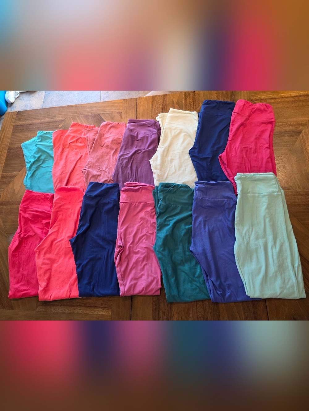 Lularoe One Size Solid Pattern Leggings Lot Of 14 Adjustable Waist Stretch Women